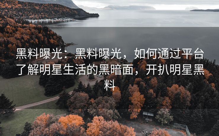 黑料曝光：黑料曝光，如何通过平台了解明星生活的黑暗面，开扒明星黑料