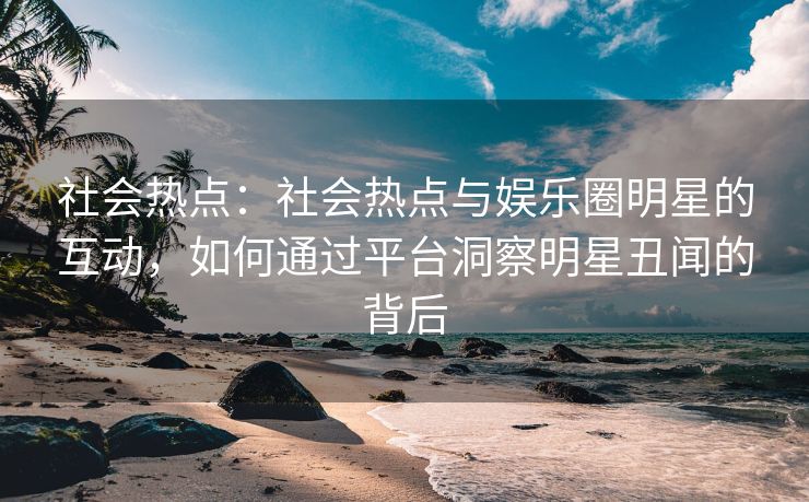 社会热点：社会热点与娱乐圈明星的互动，如何通过平台洞察明星丑闻的背后