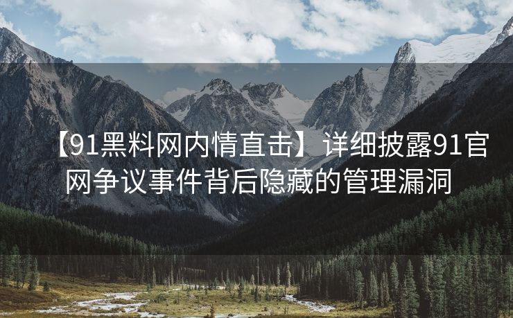 【91黑料网内情直击】详细披露91官网争议事件背后隐藏的管理漏洞