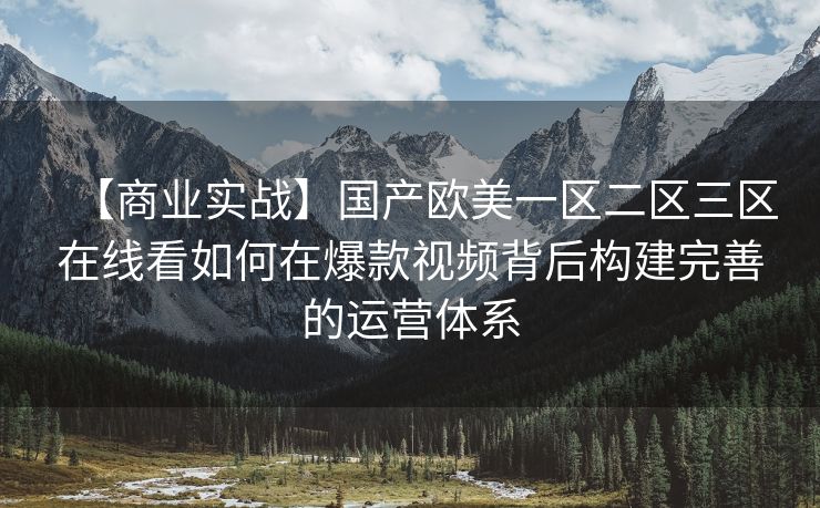 【商业实战】国产欧美一区二区三区在线看如何在爆款视频背后构建完善的运营体系