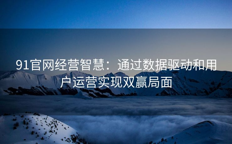 91官网经营智慧：通过数据驱动和用户运营实现双赢局面