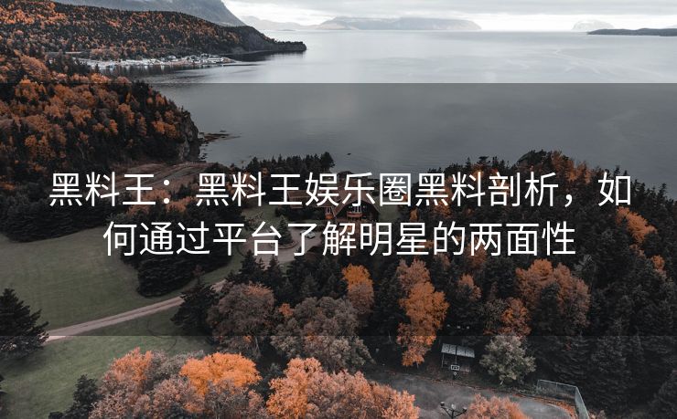 黑料王：黑料王娱乐圈黑料剖析，如何通过平台了解明星的两面性