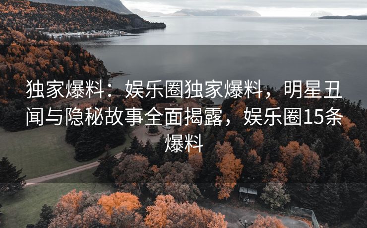 独家爆料：娱乐圈独家爆料，明星丑闻与隐秘故事全面揭露，娱乐圈15条爆料