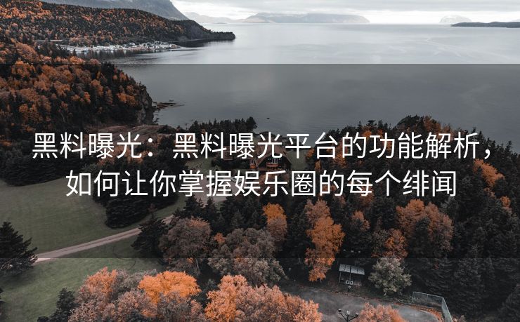 黑料曝光：黑料曝光平台的功能解析，如何让你掌握娱乐圈的每个绯闻