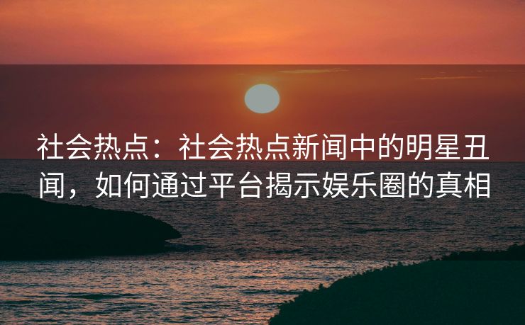 社会热点：社会热点新闻中的明星丑闻，如何通过平台揭示娱乐圈的真相